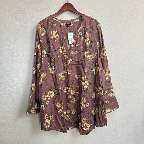 Torrid Tunic 4X Plus Blouse Harper Floral Popover Cottage V Neck Casual NWT - Picture 1 of 9
